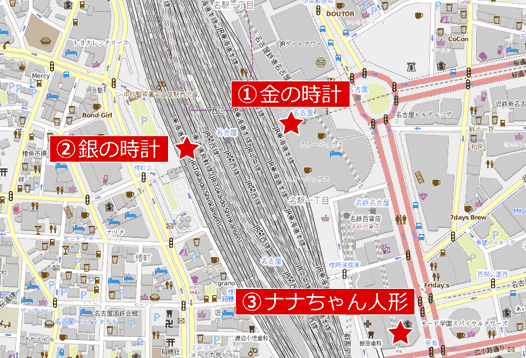 名古屋駅の待ち合わせスポットの地図