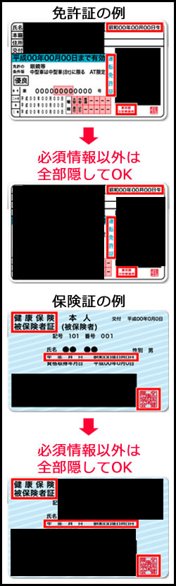 身分証明書の撮影の例