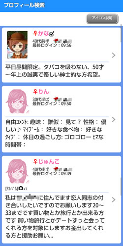 プロフィールリスト
