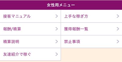 女性用メニュー