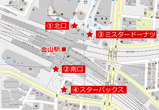 金山の待ち合わせスポットの地図