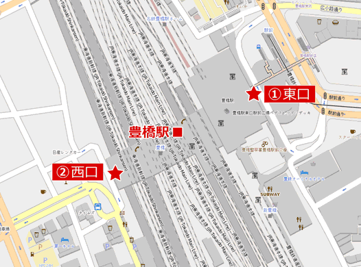 豊橋の待ち合わせスポットの地図