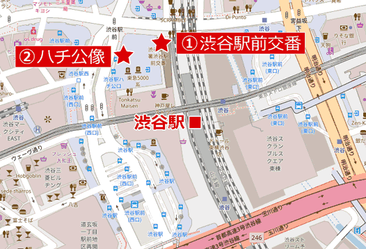渋谷駅の待ち合わせ場所の地図